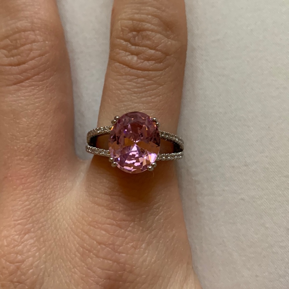 STERLING SILVER PINK ZIRCONIUM RING